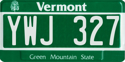 VT license plate YWJ327
