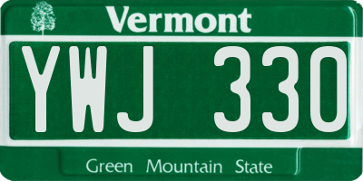 VT license plate YWJ330