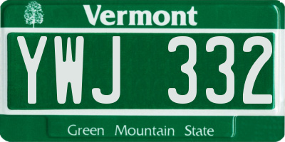 VT license plate YWJ332