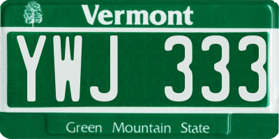 VT license plate YWJ333