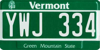 VT license plate YWJ334