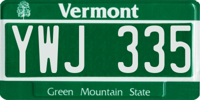 VT license plate YWJ335