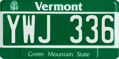 VT license plate YWJ336
