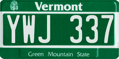 VT license plate YWJ337
