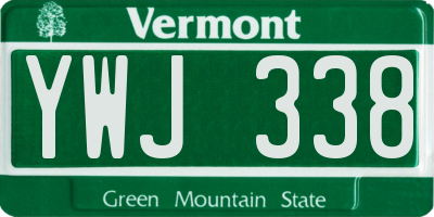 VT license plate YWJ338
