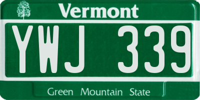 VT license plate YWJ339
