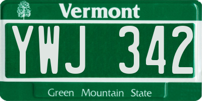 VT license plate YWJ342