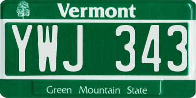 VT license plate YWJ343