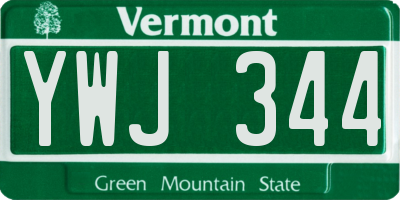 VT license plate YWJ344