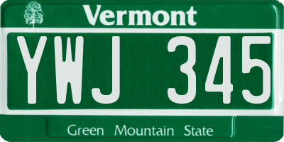 VT license plate YWJ345