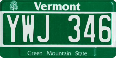 VT license plate YWJ346