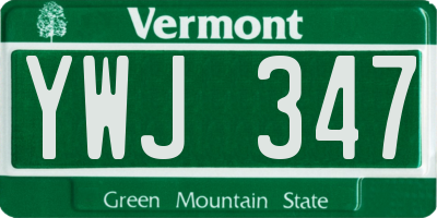 VT license plate YWJ347