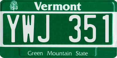 VT license plate YWJ351