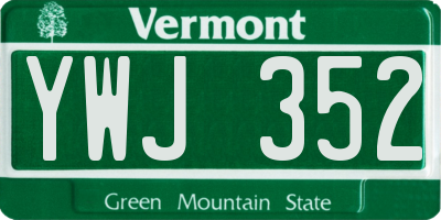 VT license plate YWJ352