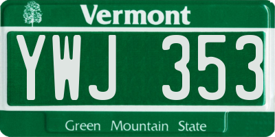 VT license plate YWJ353