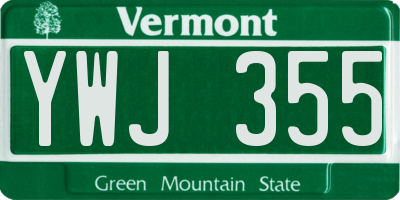 VT license plate YWJ355