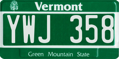 VT license plate YWJ358
