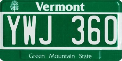 VT license plate YWJ360