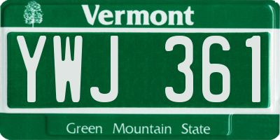 VT license plate YWJ361