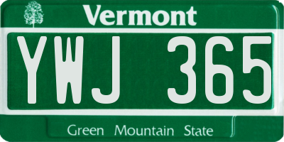 VT license plate YWJ365