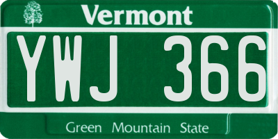 VT license plate YWJ366
