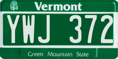 VT license plate YWJ372