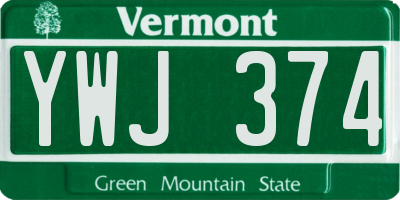 VT license plate YWJ374