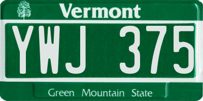 VT license plate YWJ375