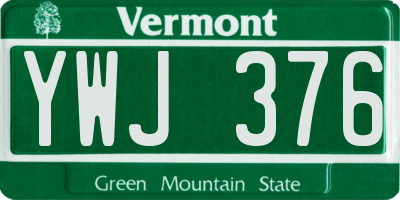 VT license plate YWJ376