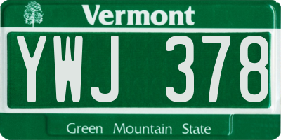 VT license plate YWJ378
