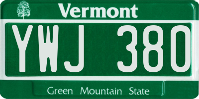 VT license plate YWJ380