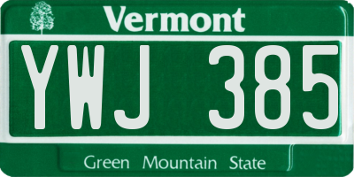 VT license plate YWJ385