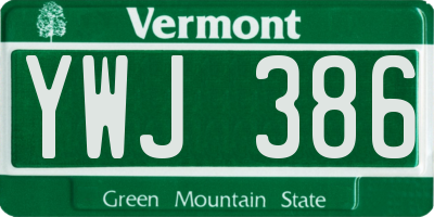 VT license plate YWJ386