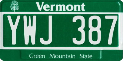 VT license plate YWJ387