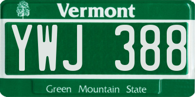 VT license plate YWJ388