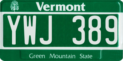 VT license plate YWJ389