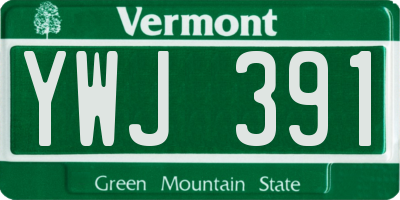 VT license plate YWJ391