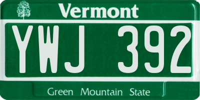 VT license plate YWJ392