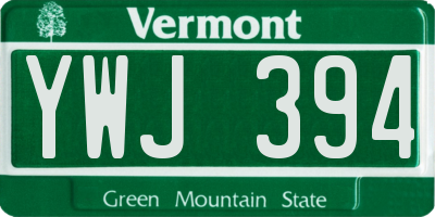 VT license plate YWJ394