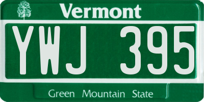 VT license plate YWJ395