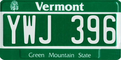VT license plate YWJ396