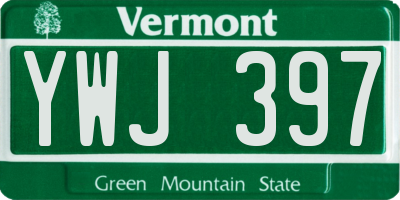 VT license plate YWJ397