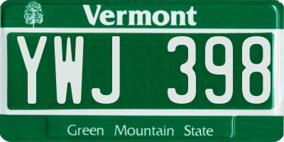 VT license plate YWJ398