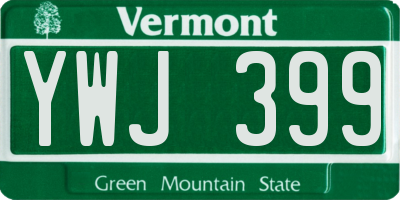 VT license plate YWJ399