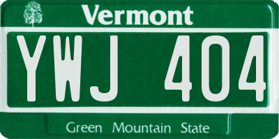 VT license plate YWJ404