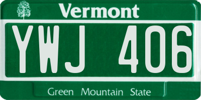 VT license plate YWJ406