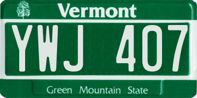 VT license plate YWJ407