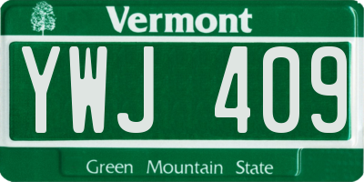 VT license plate YWJ409