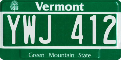 VT license plate YWJ412
