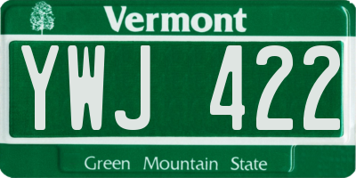 VT license plate YWJ422